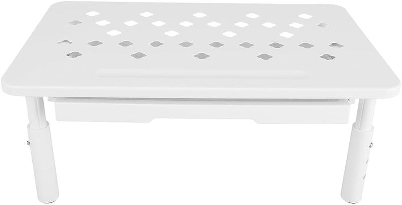 White Desktop Computer Riser Stand With Drawer 3 Adjustable Height 20KG Load Capacity white - Image 1